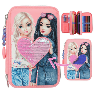 TopModel Mäppchen - 3 Fach Federtasche mit Wendepailletten