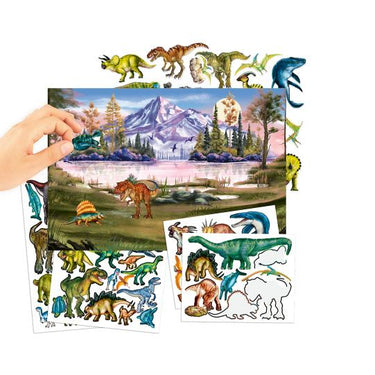 Dino World Stickerheft mit Puffy Stickern - Stickerbuch für Dinofans