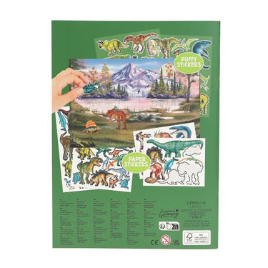 Dino World Stickerheft mit Puffy Stickern - Stickerbuch für Dinofans