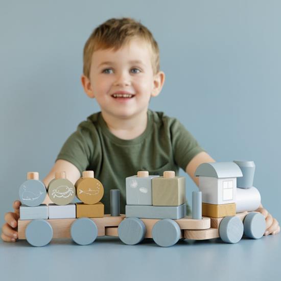 Holz-Eisenbahn mit Steck-Formen, 45cm lang für Kleinkinder oder Kinderzimmer - in zwei Farben