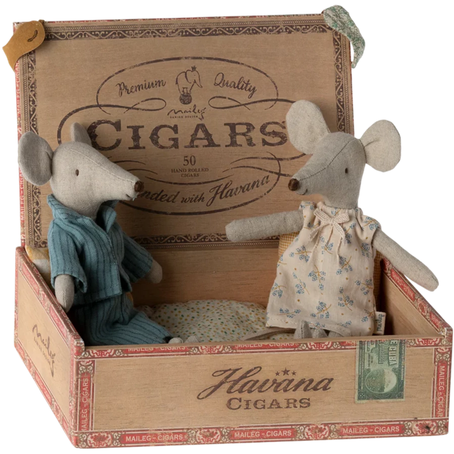 Mama- und Papamaus in der Zigarrenkiste - Maileg