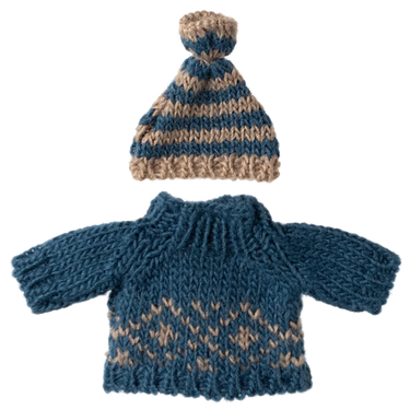 Kleidung für Mama / Papa Maus Strickpullover & Mütze - Maileg Zubehör