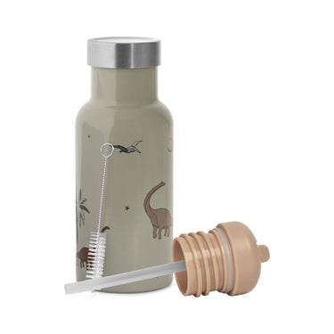 Trinkflasche mit Strohhalm (350 ml) - Dino Blue