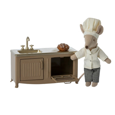 Maus Küche mit Herd + Spüle in Hellbraun - Zubehör Maileg