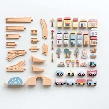 Eisenbahn aus Holz, mehr als 100 Teile  - Starter Set von Little Dutch