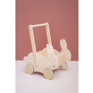 Holz Lauflernwagen / Schiebewagen mit Aufbewahrung für Spielzeug - Hase