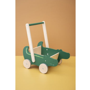 Holz Lauflernwagen / Schiebewagen mit Aufbewahrung - Krokodil