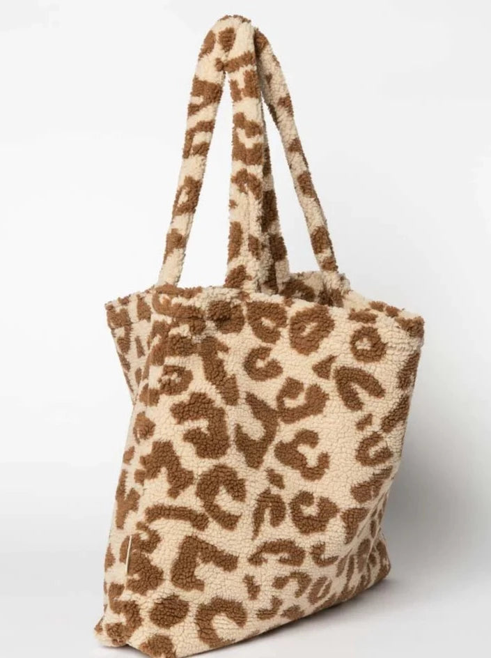 Beige Leoparden Teddy Mom-Bag