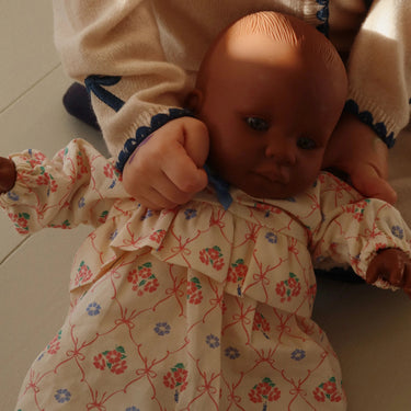 Kleid  für Puppen mit passender Schleife, Bio Baumwolle -2 Farben