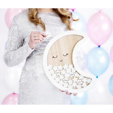 Mond Gästebuch Babyparty aus Holz