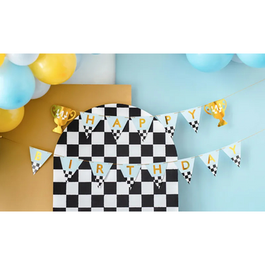 Rennauto Geburtstagsgirlande Happy Birthday, 2 Meter