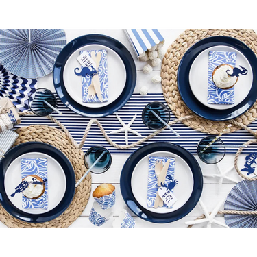 Dekorative Rosetten, Papierfächer in Marineblau, 3 Stück