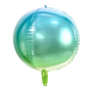 Runder Folienballon grün-blau Ombre - Geburtstags Dekoration