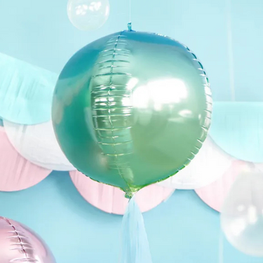 Runder Folienballon grün-blau Ombre - Geburtstags Dekoration