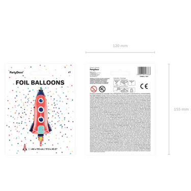 Folienballon Rakete, 44x115cm - Kinder Geburtstag Deko
