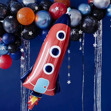 Folienballon Rakete, 44x115cm - Kinder Geburtstag Deko