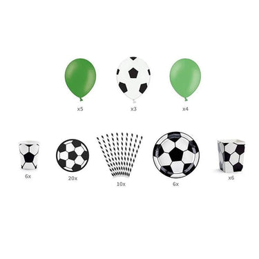 Party Deko für Fußball Party inkl. Ballosn, Becher, Teller uvm.