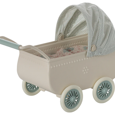 Kinderwagen mit Baby Maus, Mint- Maileg Zubehör