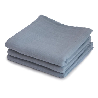 Mulltuch 3er Set aus Bio-Baumwolle - blaugrau