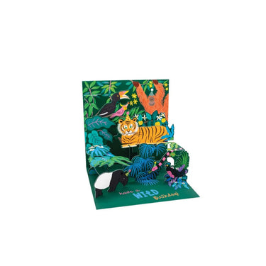 Pop-Up 3D Geburtstagskarte tropischer Wald - Karte & Umschlag