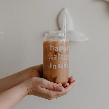 Hohes Trinkglas Happy Things Inside - Eulenschnitt