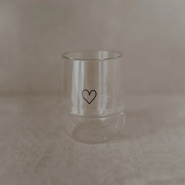 Doppelwandiges Herzglas Herz 220ml - Becher Eulenschnitt