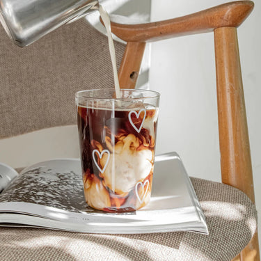 Trinkglas mit Herzen - Großes Glas Eulenschnitt