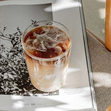 Trinkglas mit Herzen - Großes Glas Eulenschnitt