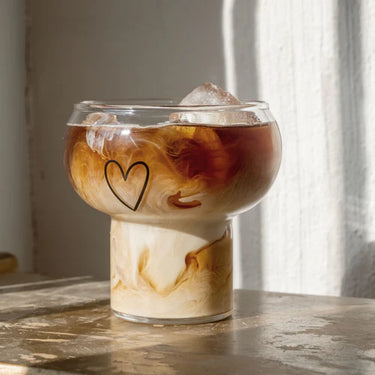 Bubble Glas mit Herz - Geschwunges Glas Eulenschnitt