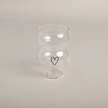 Double Bubble Glas mit Herz - Geschwunges Glas Eulenschnitt