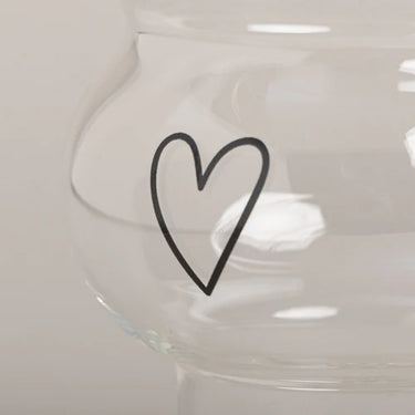Double Bubble Glas mit Herz - Geschwunges Glas Eulenschnitt