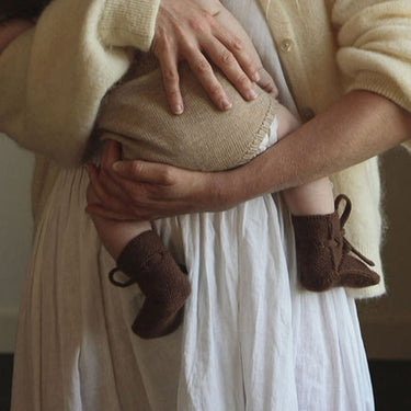 HVID Erste Schuhe zum Binden - Merinowolle Strick Booties (0-9M)