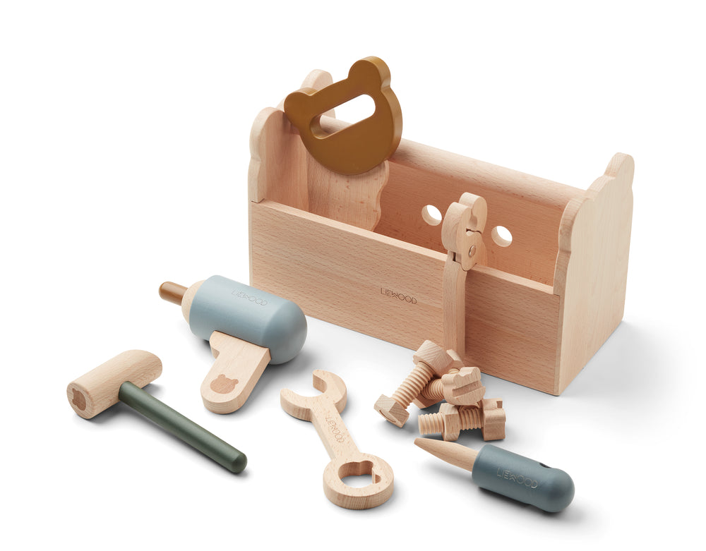 Luigi Werkzeug-Set / Werkzeugkasten aus Holz in verschiedenen Farben