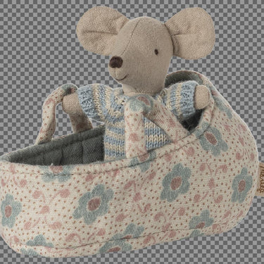 Maileg Baby Maus in Tragekorb - blau