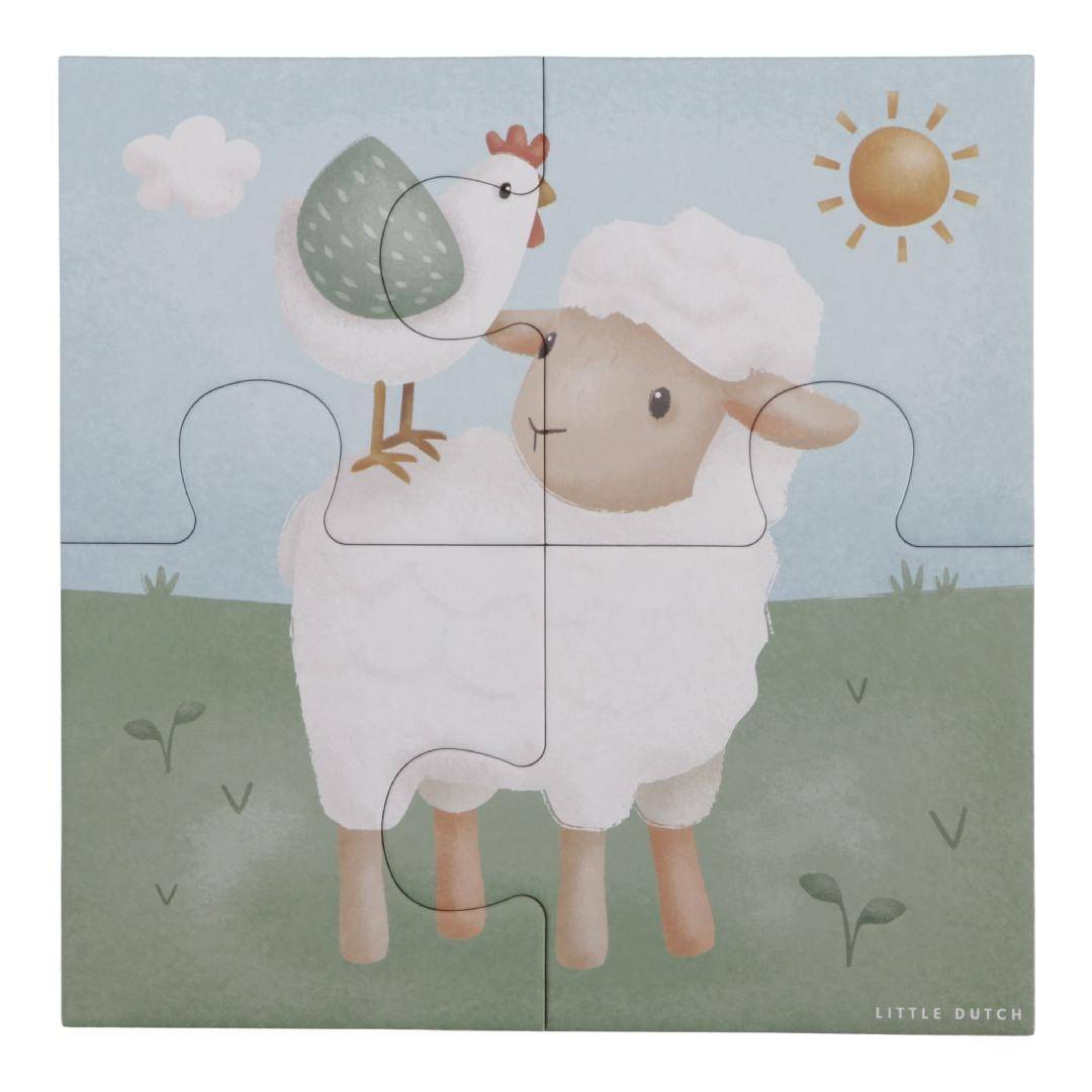 Puzzle mit Schaf und Hahn Motiv. Puzzle von Little Dutch