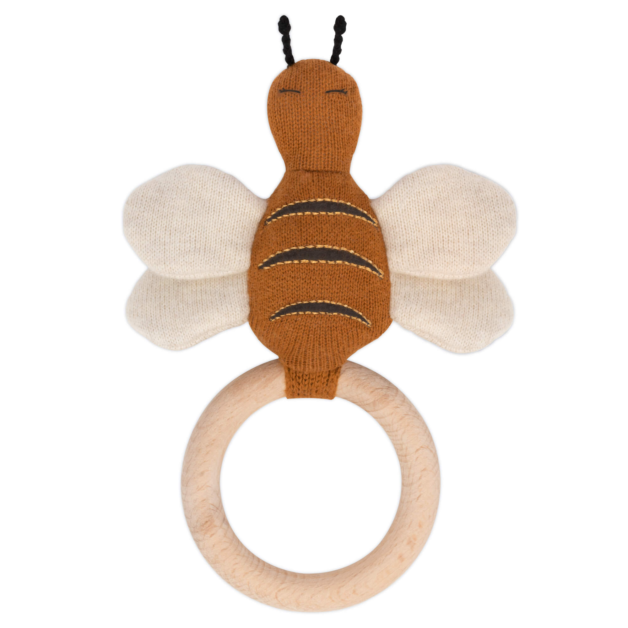 Beißring / Rassel mit Holzring “Betty the Bee”