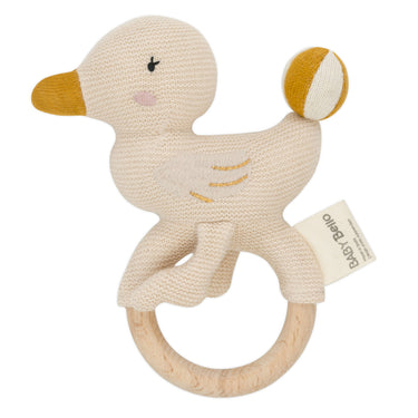 Beißring / Rassel mit Holzring “Dacy die Ente”