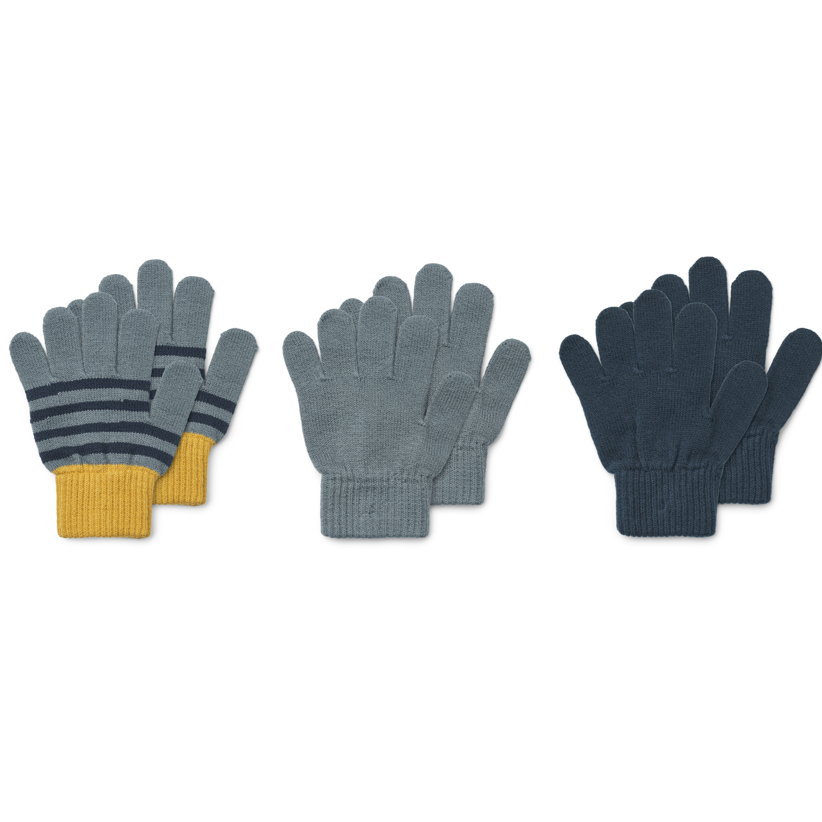 3er Set Handschuhe / Fingerhandschuhe aus Baumwollstrick - perfekt für die Übergangszeit oder den Winter, ab 1 Jahr