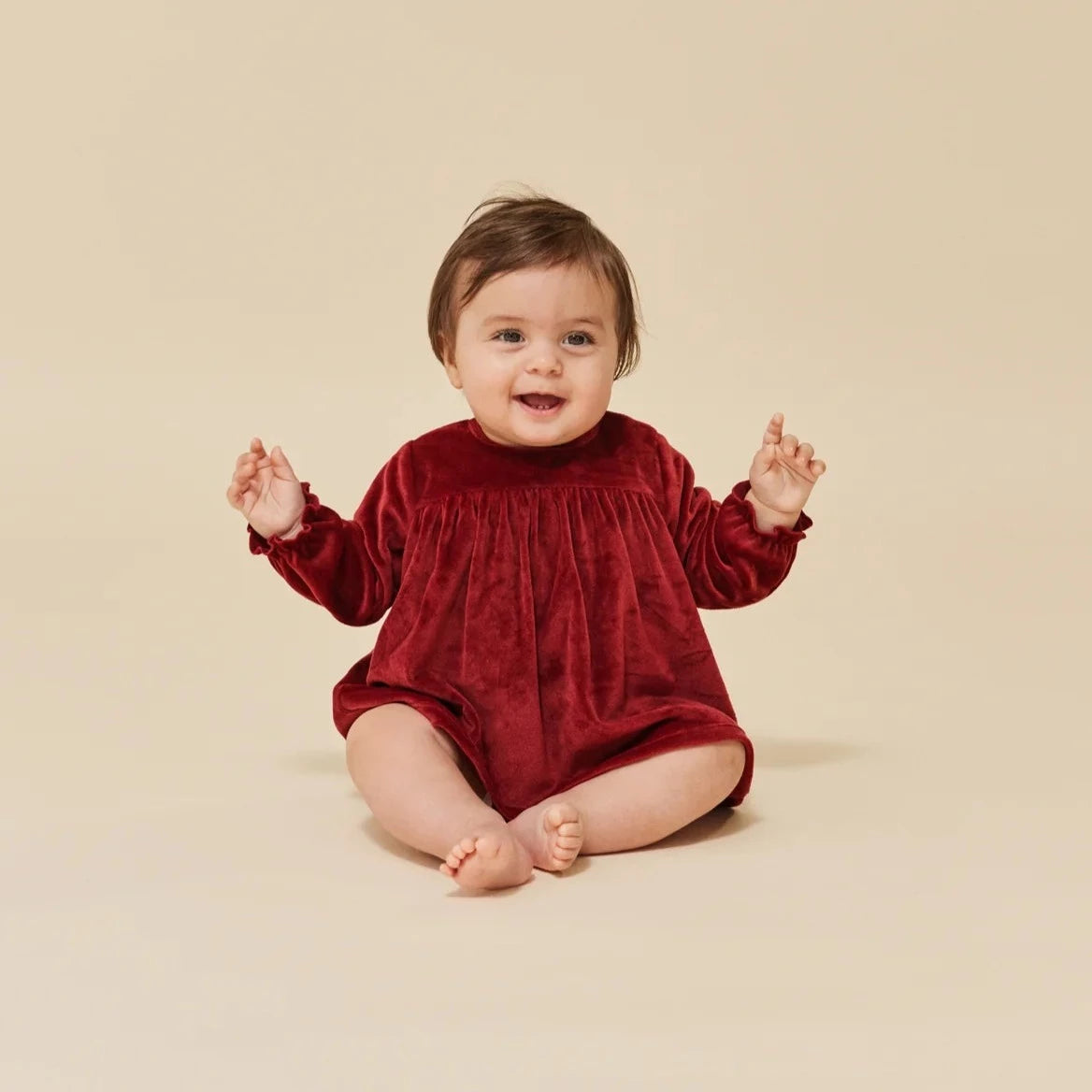 Samt Bodykleid "Jolly Red" ab 3 Monaten - Weihnachtskleid
