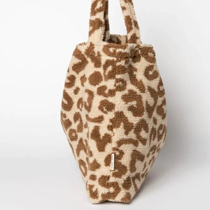 Beige Leoparden Teddy Mom-Bag