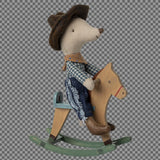 Maileg Cowboy Maus mit süßem Schaukelpferd!
