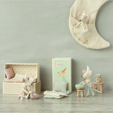 Zahnfee Maus in Streichholzschachtel - Blau - Zubehör Maileg