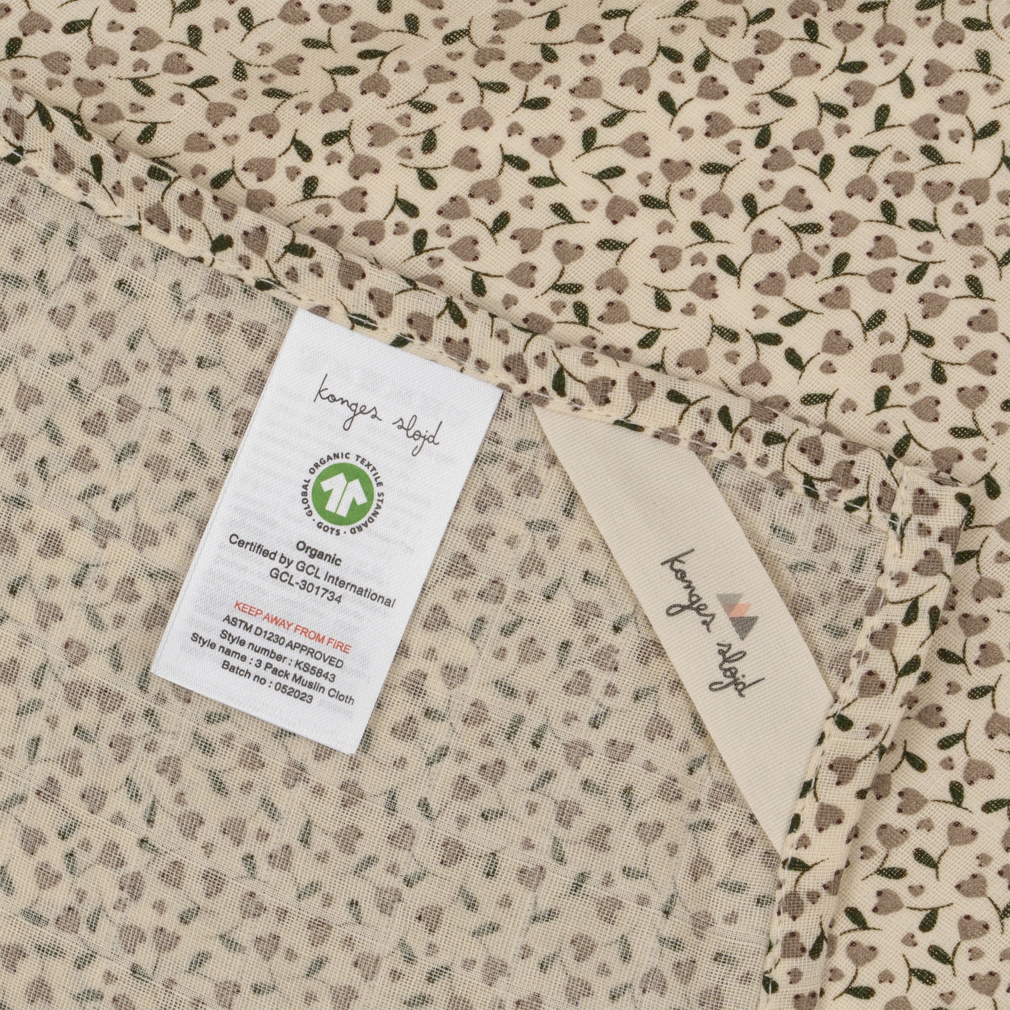 Bio-Baumwoll Musselin-Tücher im 3er Pack, zwei verschiedene Prints