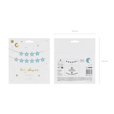 Baby Shower Girlande, Blau, Deko Set Baby Party