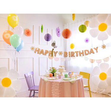 Happy Birthday Geburtstags Girlande Gänseblümchen, 200cm