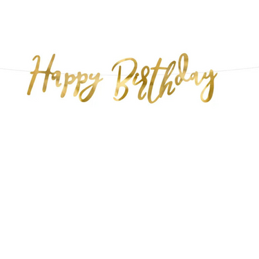 Happy Birthday Geburtstags Girlande, Gold, 62cm