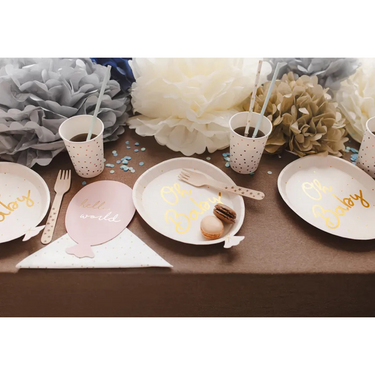 Pappteller Oh Baby 6 Stück, Deko Set für Baby Party