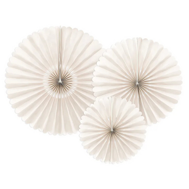 Dekorative Rosetten, Papierfächer in Beige, 3 Stück