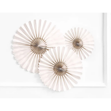 Dekorative Rosetten, Papierfächer in Beige, 3 Stück