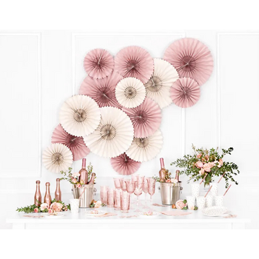 Dekorative Rosetten, Papierfächer in Beige, 3 Stück